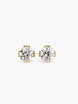 Valanova - Gold Plated Silver 1.5 Carats 2 Stones Diamond Earrings
