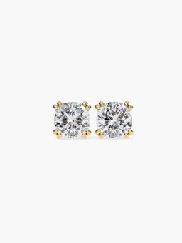 Valanova - Gold Plated 0.85 Grams Silver 1 Carats 2 Stones Diamond Earrings
