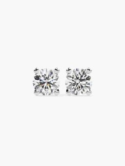 Valanova - White Gold Plated 1.27 Grams Silver 1 Carats Diamond Earrings