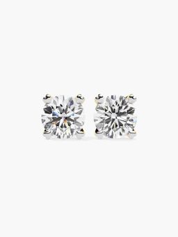Valanova - Gold Plated 1.33 Grams Silver 1.5 Carats 2 Stones Diamond Earrings