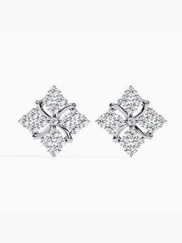 Valanova - White Gold Plated Silver 0.84 Carats Diamond Earrings