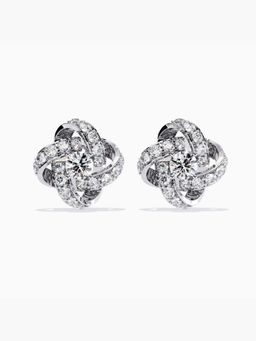 Valanova - White Gold Plated Silver 0.89 Carats Diamond Earrings