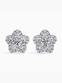 Valanova - White Gold Plated Silver 0.94 Carats Diamond Earrings