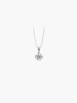 Valanova - White Gold Plated 0.68 Grams Silver Single Stone Diamond Pendant