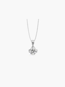 Valanova - White Gold Plated 0.72 Grams Silver Single Stone Diamond Pendant