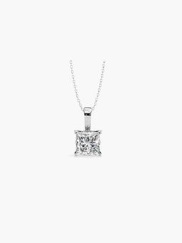 Valanova - White Gold Plated 0.94 Grams Silver Single Stone Diamond Pendant