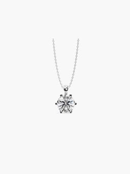 Valanova - White Gold Plated 0.5 Grams Silver Single Stone Diamond Pendant