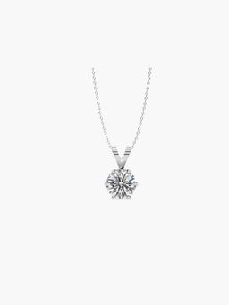 Valanova - White Gold Plated 0.78 Grams Silver Single Stone Diamond Pendant