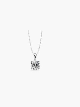 Valanova - White Gold Plated 0.62 Grams Silver Single Stone Diamond Pendant