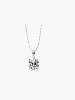 Valanova - White Gold Plated 0.65 Grams Silver Single Stone Diamond Pendant