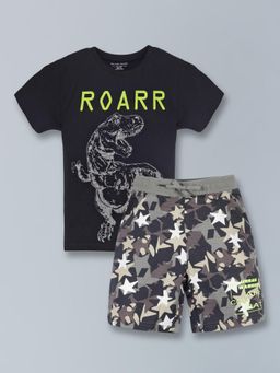 PLUM TREE - Boys Multi-Color Printed T-shirt and Shorts