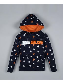 PLUM TREE - Boys Navy Blue Printed Hoodie