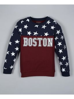 PLUM TREE - Boys Navy Blue Printed Pullover Sweatshirt