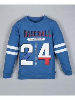 PLUM TREE - Boys Blue Typography Pullover Sweatshirt