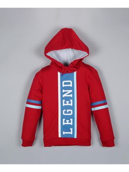 PLUM TREE - Boys Red Typography Hoodie