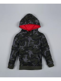 PLUM TREE - Boys Olive Camoflague Hoodie