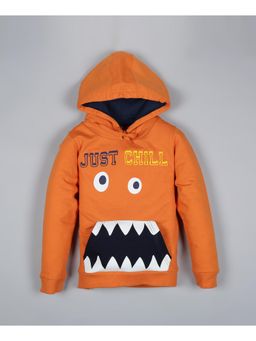 PLUM TREE - Boys Orange Graphic Hoodie