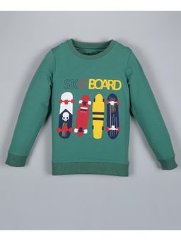 PLUM TREE - Boys Green Graphic Pullover Sweatshirt