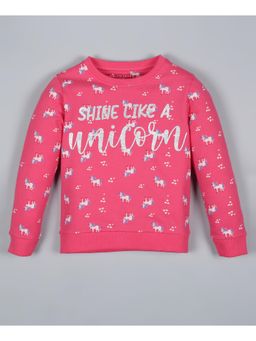 PLUM TREE - Girls Pink Printed Pullover Sweatshirt