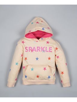 PLUM TREE - Girls Cream Printed Hoodie