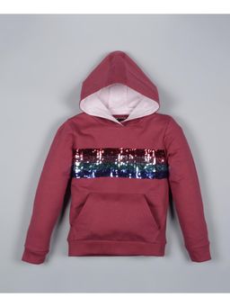 PLUM TREE - Girls Maroon Embellished Hoodie