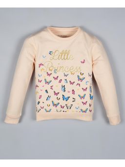 PLUM TREE - Girls Cream Printed Pullover Sweatshirt