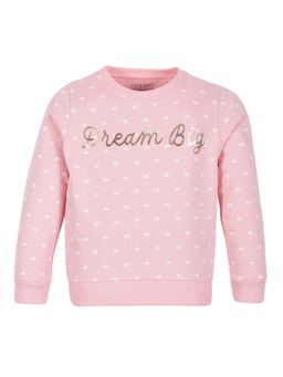 PLUM TREE - Girls Pink Printed Pullover Sweatshirt