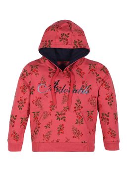 PLUM TREE - Girls Pink Floral Print Hoodie