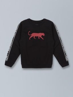 PLUM TREE - Boys Black Graphic Pullover Sweatshirt