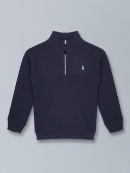 PLUM TREE - Boys Navy Blue Solid Sweatshirt