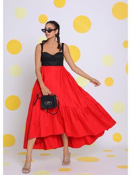 Kaori By Shreya - Women Multi-Color Relaxed Colorblock Cotton Midi Dress