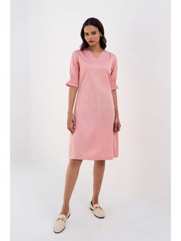 SALT Attire - Roseate Pink Solid Regular Fit Knee Length Dress