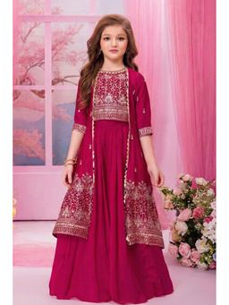 Lagorii - Red Embroidered Palazzo Set with Jacket