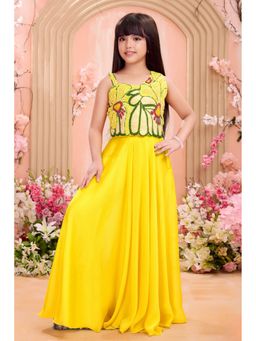 Lagorii - Bright Yellow Bead Embroidered Palazzo Set