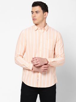 Lee - Men's Stripes Peach Shirt Slim Fit