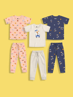 Orange Sugar - Multi-Color Half Sleeves Co-Ord (Set of 6)