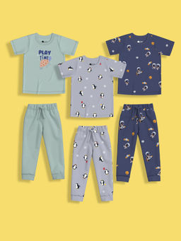 Orange Sugar - Multi-Color Half Sleeves Co-Ord (Set of 6)