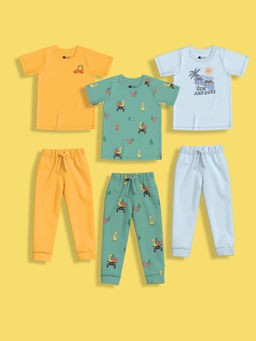 Orange Sugar - Multi-Color Half Sleeves Co-Ord (Set of 6)