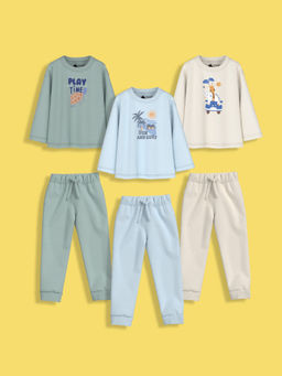 Orange Sugar - Multi-Color Full Sleeves Co-Ord (Set of 6)