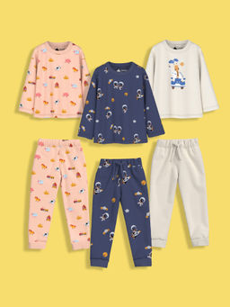 Orange Sugar - Multi-Color Full Sleeves Co-Ord (Set of 6)