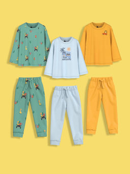 Orange Sugar - Multi-Color Full Sleeves Co-Ord (Set of 6)