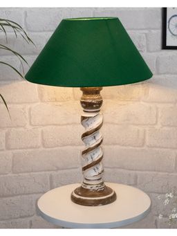 Homesake - Rope Whitewash Bedside Table Lamp Green Shade