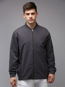 SHOWOFF - Men Solid Grey High Neck Padded Jacket