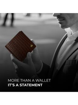 Carlton London - Mens Classic Genuine Leather Bi-Fold Wallet With Coin Pocket Brown