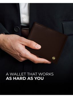 Carlton London - Mens Classic Genuine Leather Bi-Fold Wallet With Coin Pocket Brown
