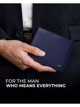 Carlton London - Mens Classic Genuine Leather Bi-Fold Wallet With Coin Pocket Navy Blue