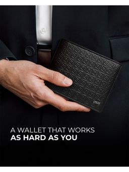 Carlton London - Mens Classic Genuine Leather Bi-Fold Wallet With Coin Pocket Black