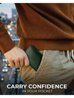 Carlton London - Mens Classic Genuine Leather Bi-Fold Wallet With Coin Pocket Green