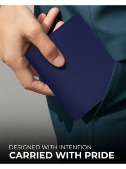 Carlton London - Mens Classic Genuine Leather Bi-Fold Wallet With Coin Pocket Navy Blue