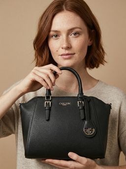 Carlton London - Womens Stylish Box Handbag With Detachable Strap Black